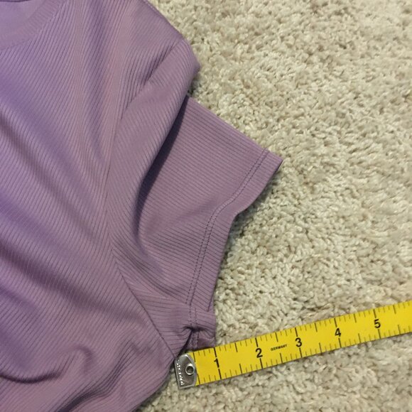 Spalding Lavender Ribbed Twist Hem Short Sleeve Sports Top - Picture 14 of 14